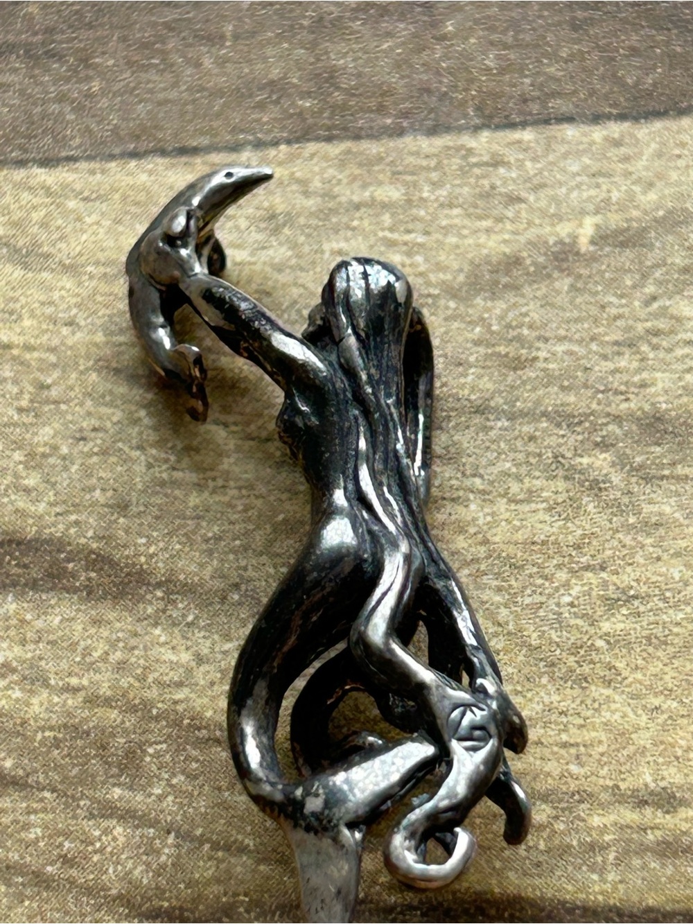 Handcrafted Silver Mermaid Pendant Necklace - Blackened Silver Finish